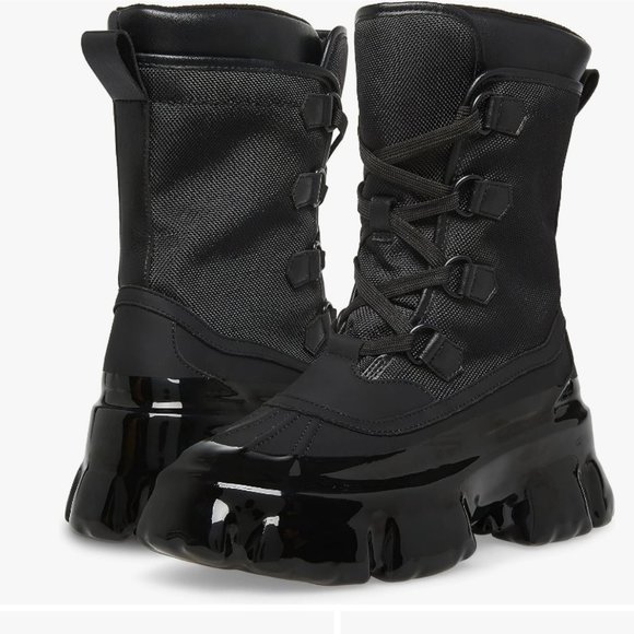 $89 NWT (9.5) Steve Madden Jacquard Black Boot - Picture 7 of 9